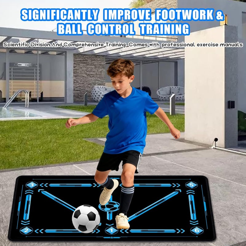 Hombees Soccer Training Equipment, Soccer Training Mat 35 X 24IN, Football Footstep Training Mat for Footwork and Ball Mastery with Storage Bag & Return Net, Idea for for Kids, Adults, Coaches - Image 2